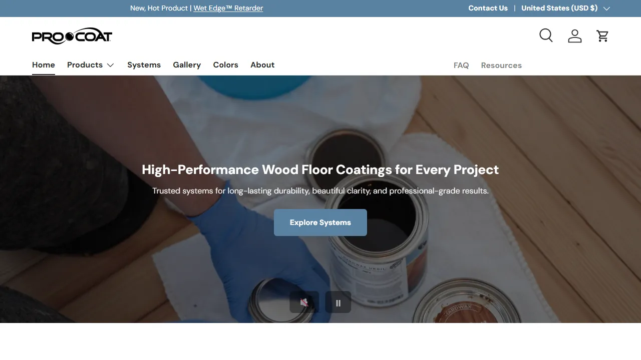 Homepage of the floor coatings manufacturer site we built