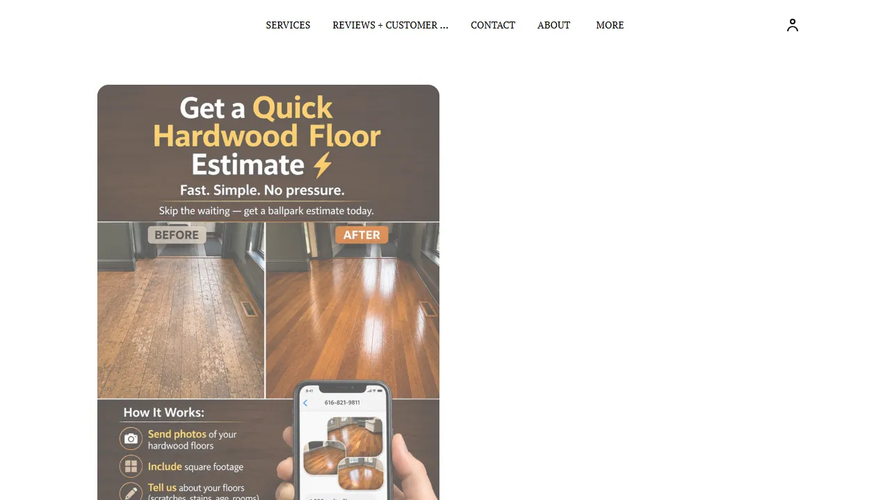 Homepage of the hardwood flooring contractor site we built
