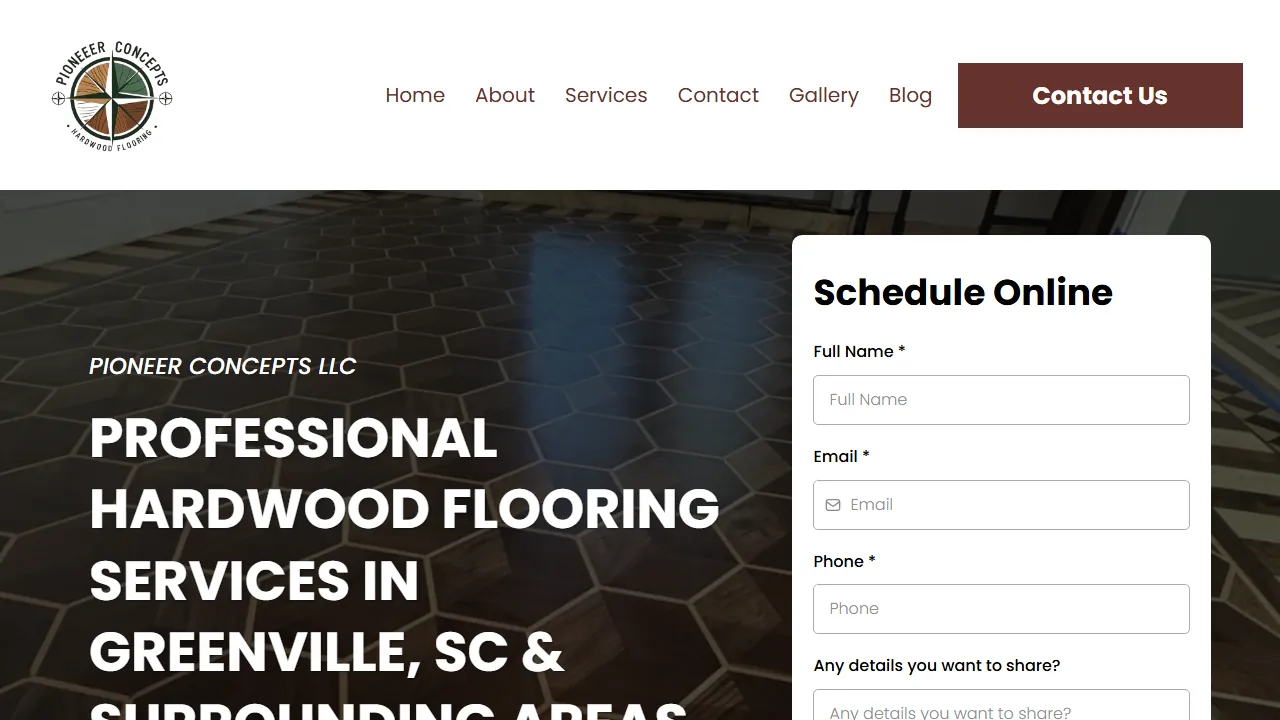 Homepage of the floor refinishing contractor site we built