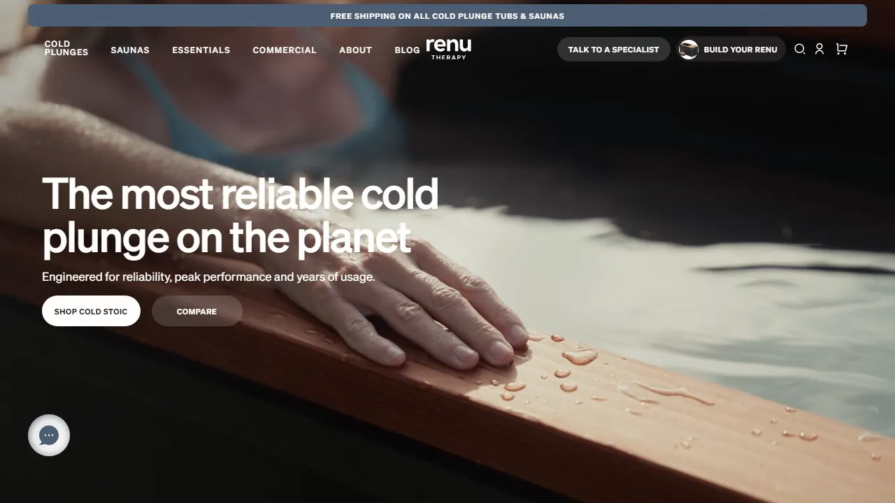 Homepage of the cold plunge tubs site we built