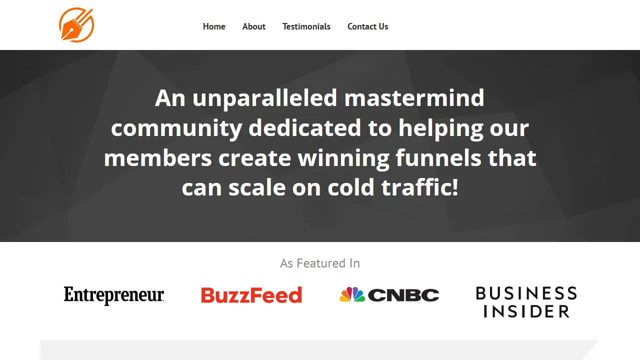 Homepage of the copywriting course site we built