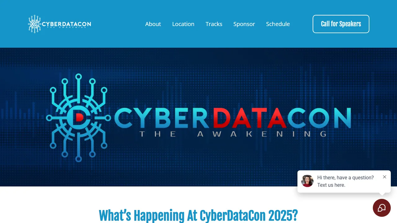 Homepage of the cyber security conference site we built