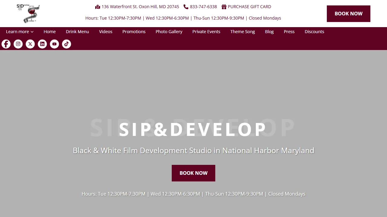 Homepage of the film photography classes site we built