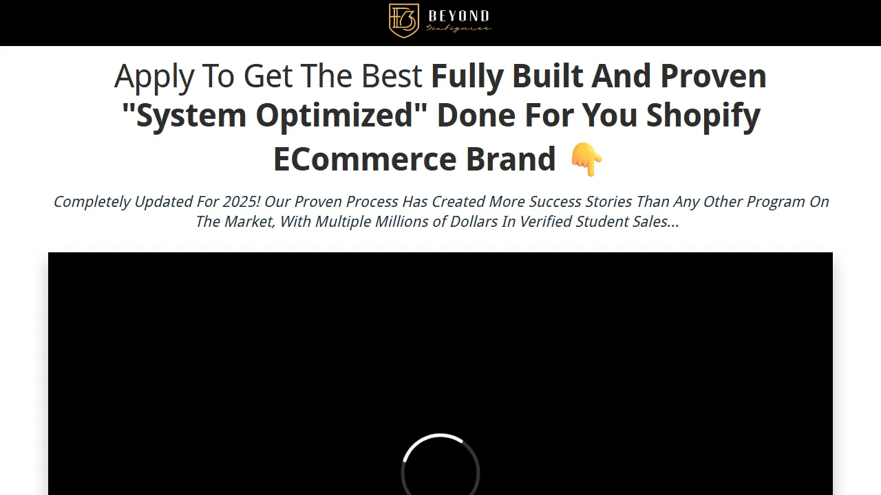 Homepage of the done-for-you store offer site we built