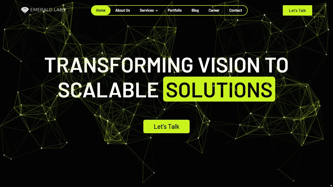 Homepage of the digital solutions agency site we built