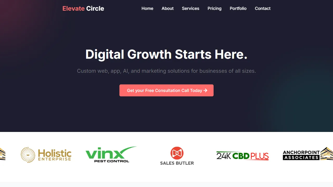 Homepage of the coaching circle site we built