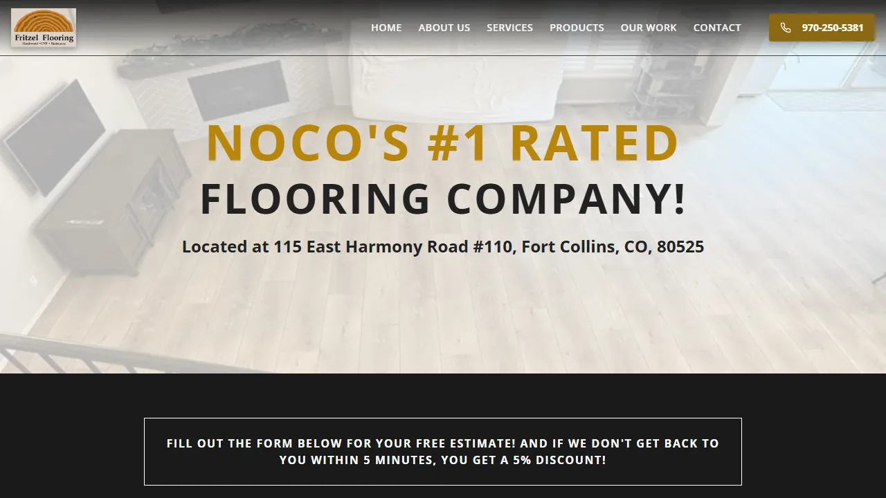 Homepage of the hardwood flooring contractor site we built