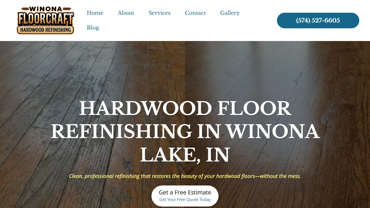 Homepage of the hardwood flooring contractor site we built