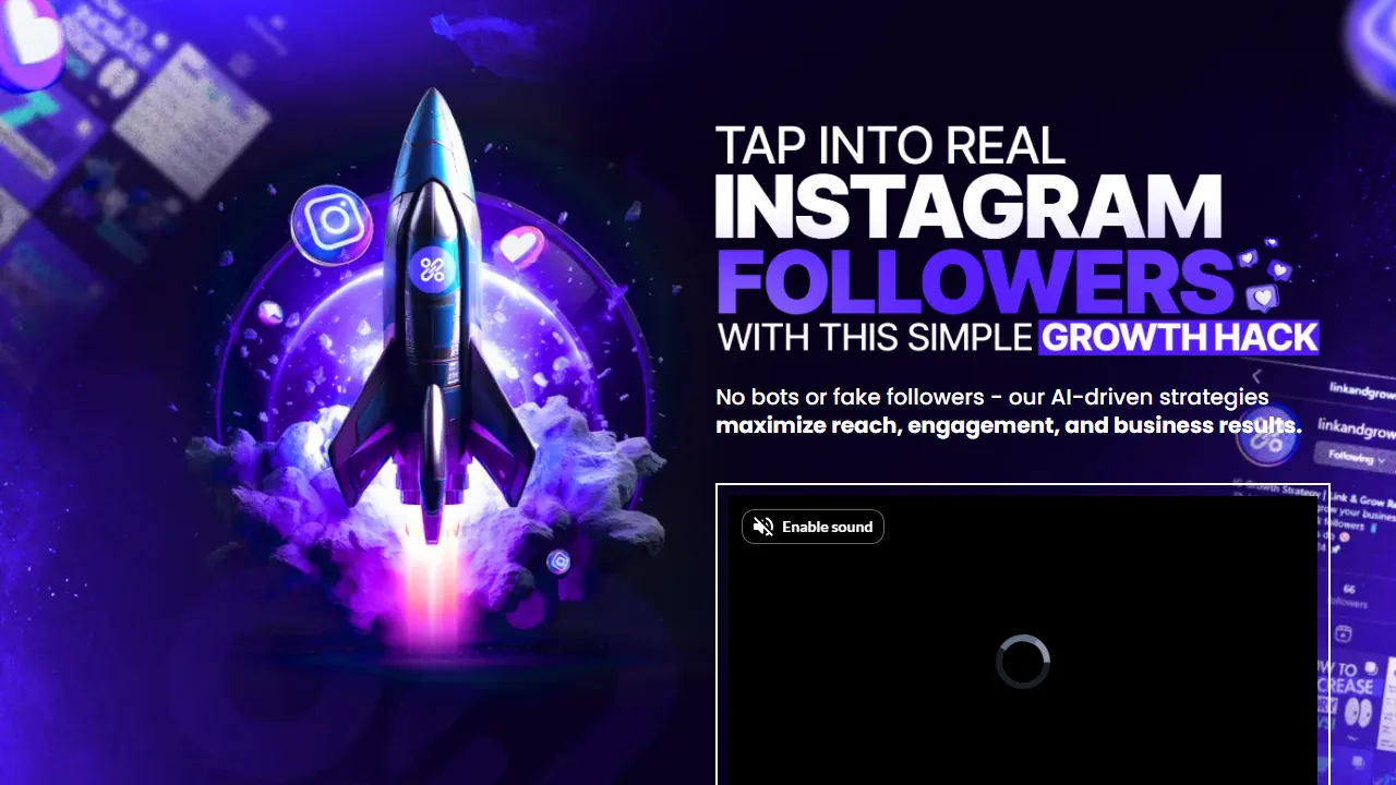Homepage of the instagram link page site we built