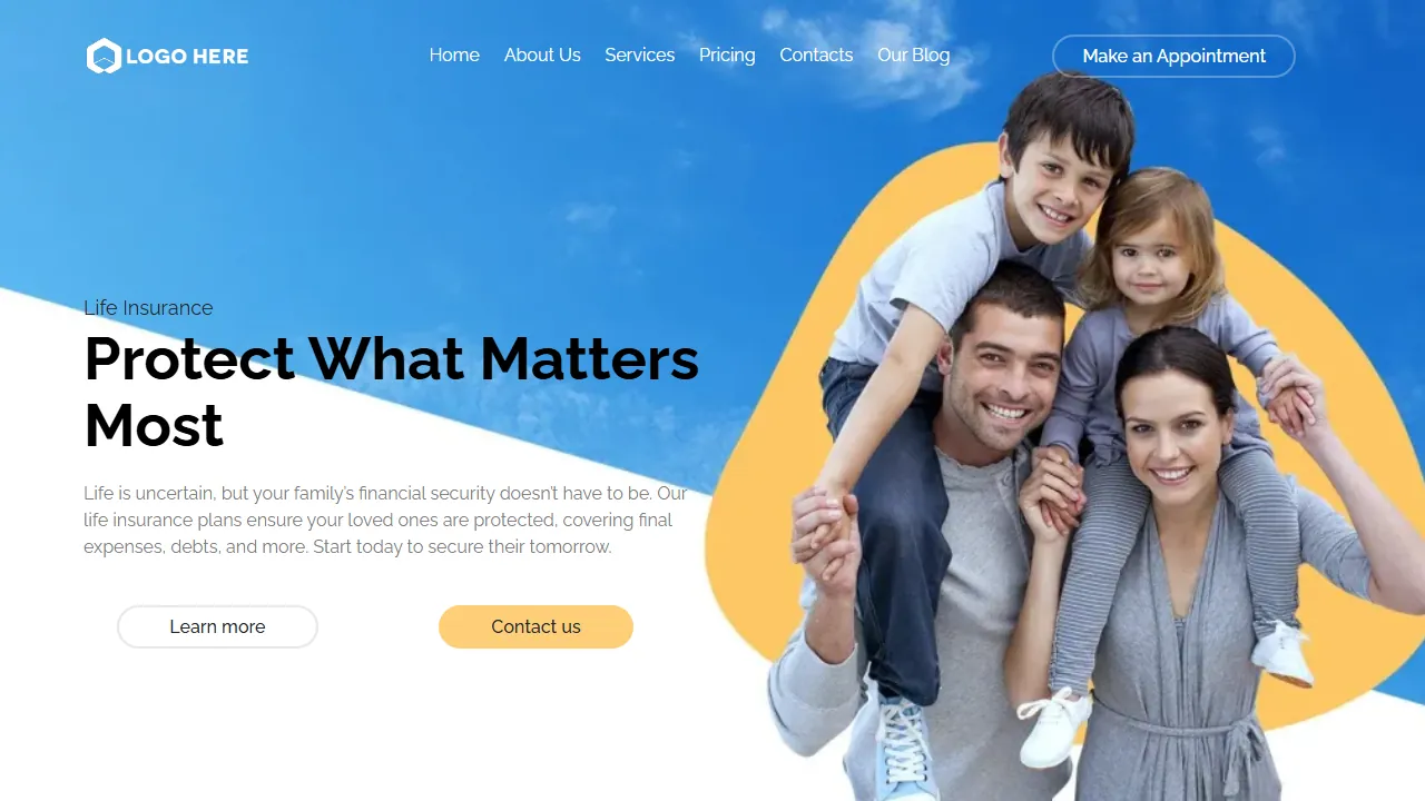 Homepage of the insurance agency funnel site we built