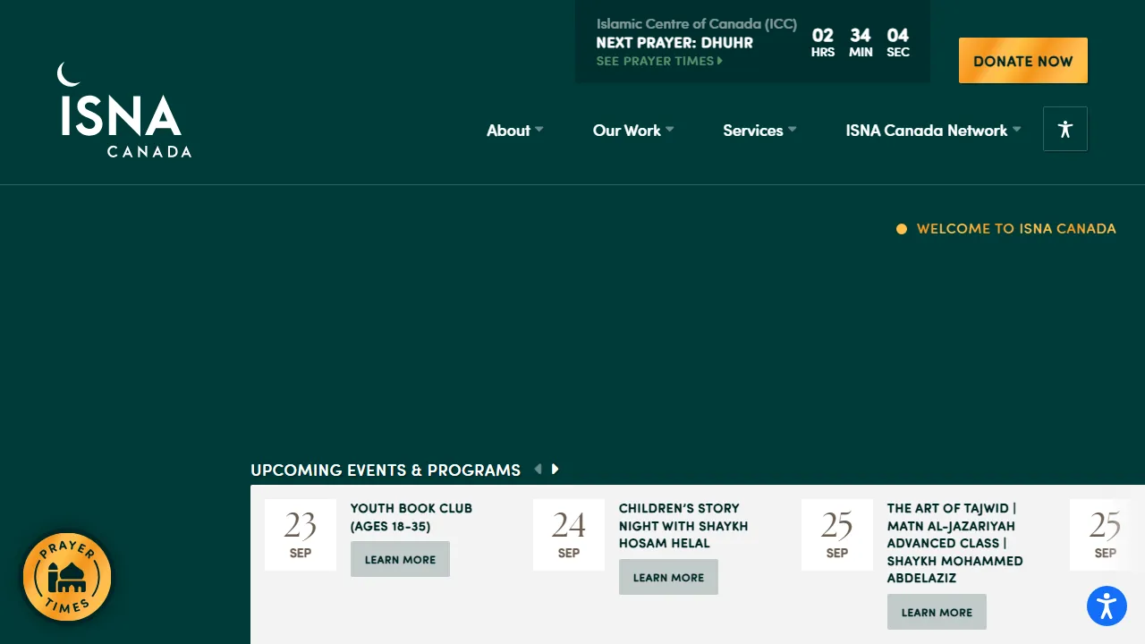 Homepage of the islamic organisation site we built