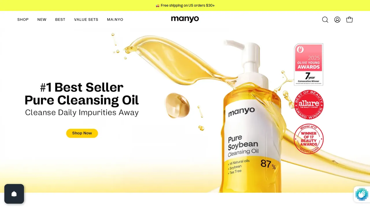 Homepage of the k-beauty store site we built