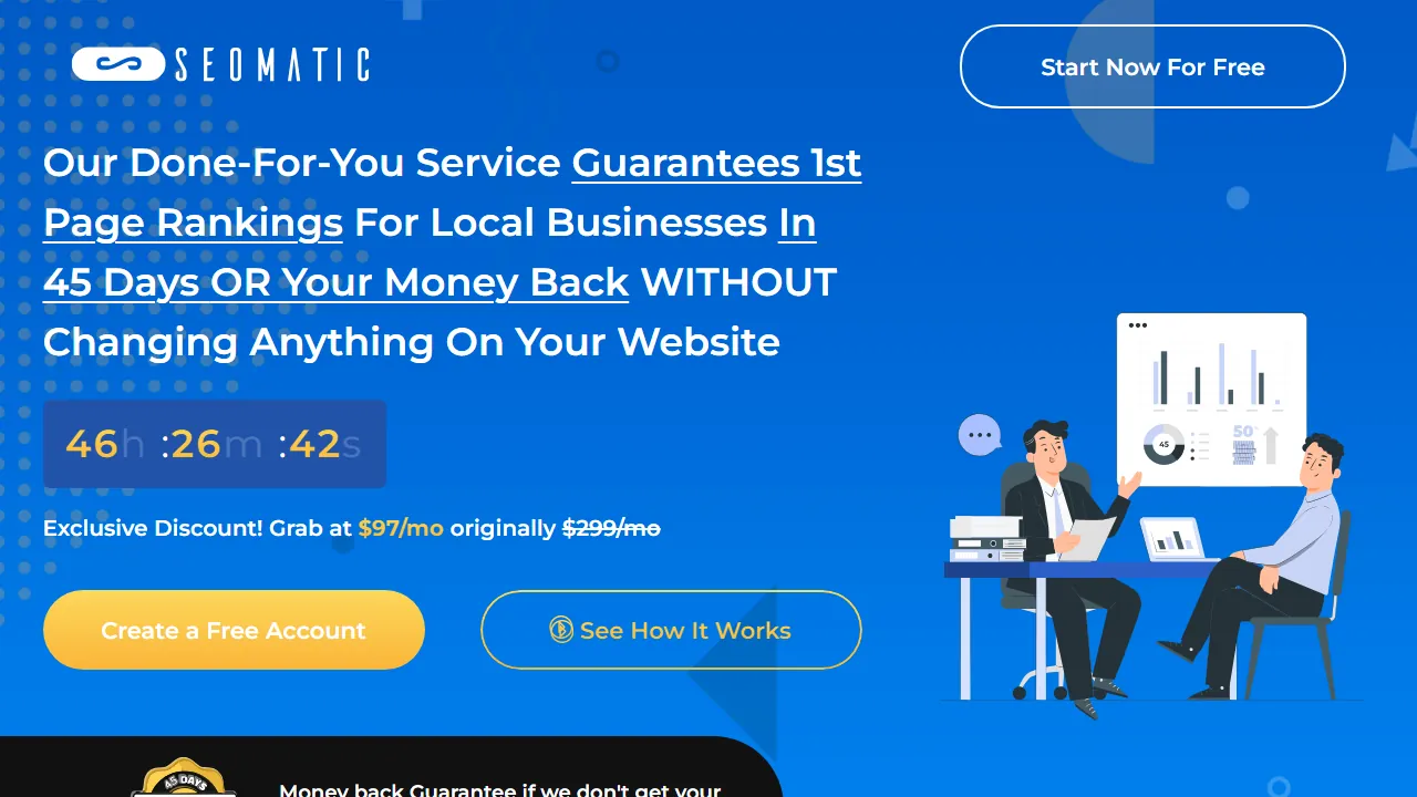 Homepage of the local seo software site we built