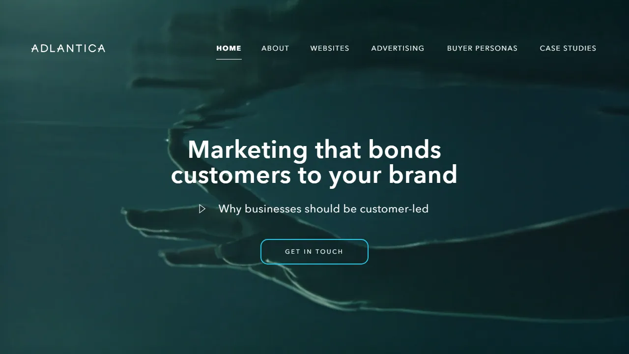 Homepage of the marketing and creative agency site we built
