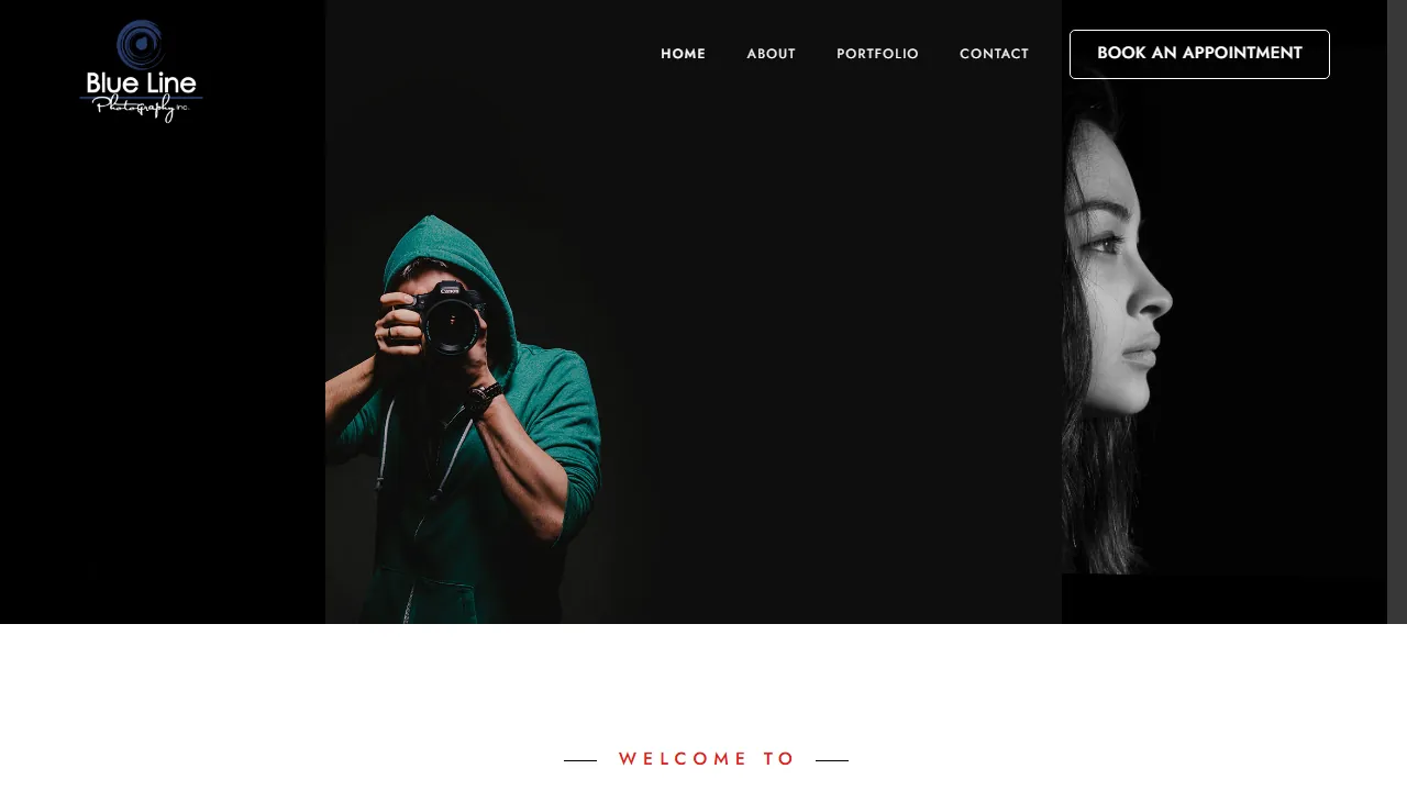 Homepage of the photography studio site we built