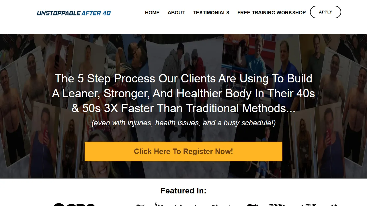 Homepage of the private coaching programme site we built