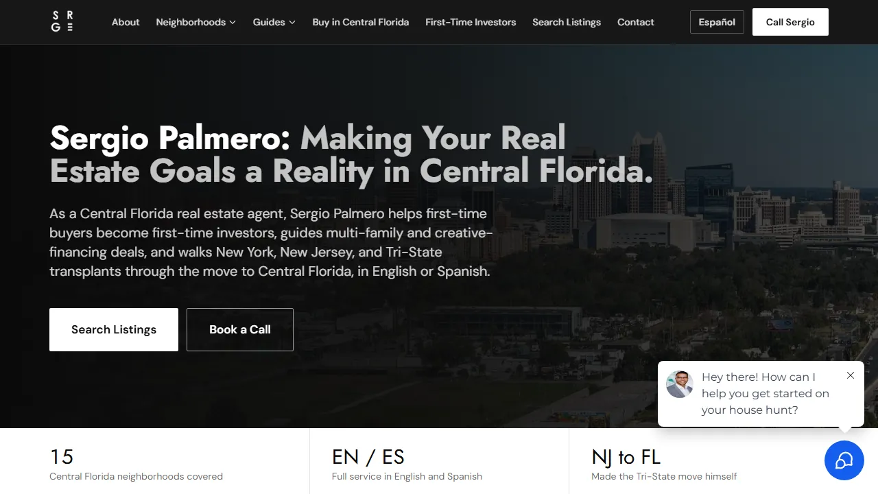 Homepage of the real estate agent site we built