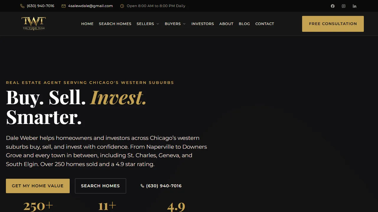 Homepage of the real estate agent site we built