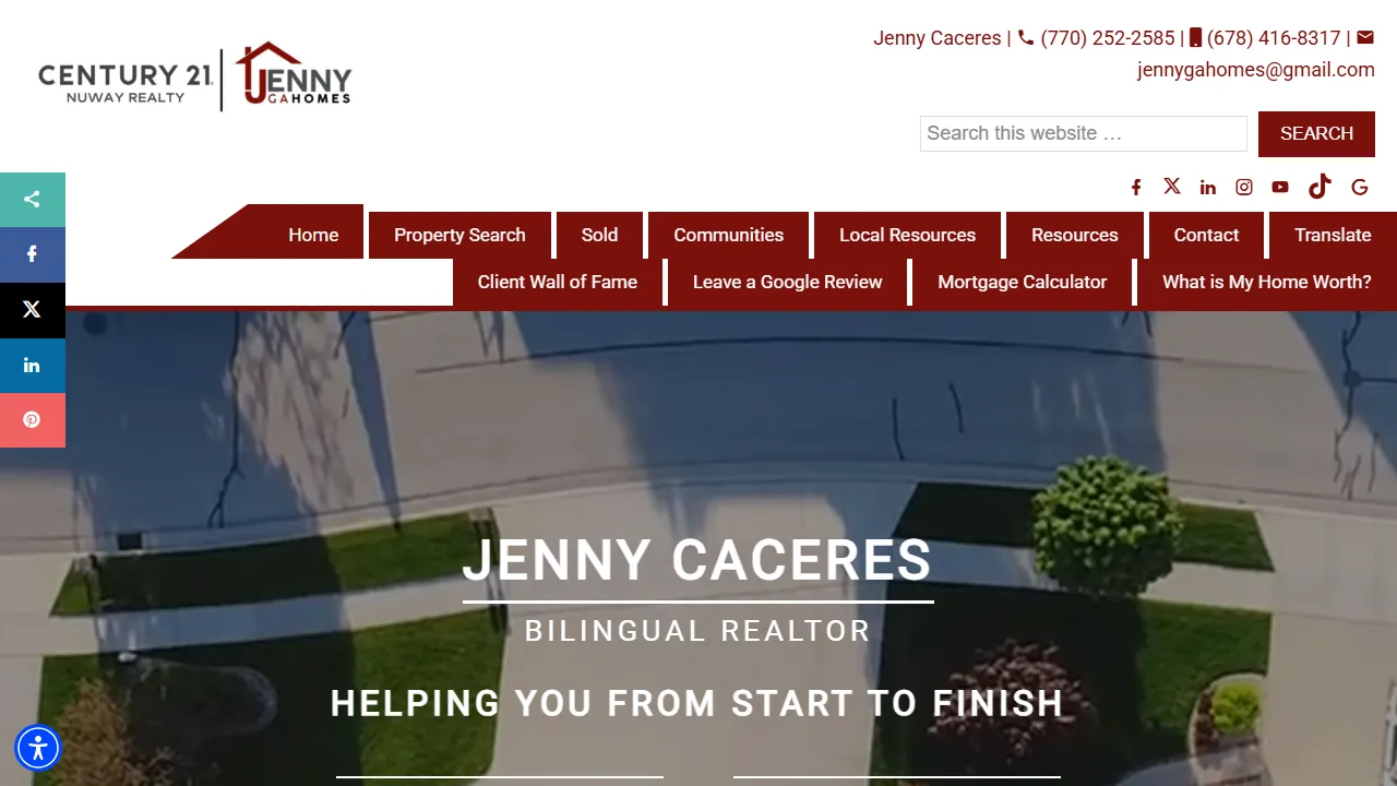 Homepage of the bilingual realtor site we built