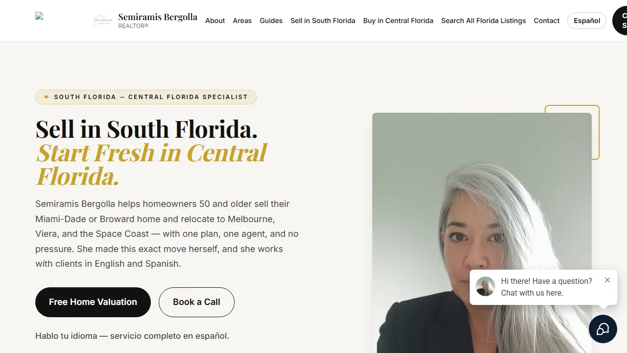 Homepage of the downsizing and relocation realtor site we built