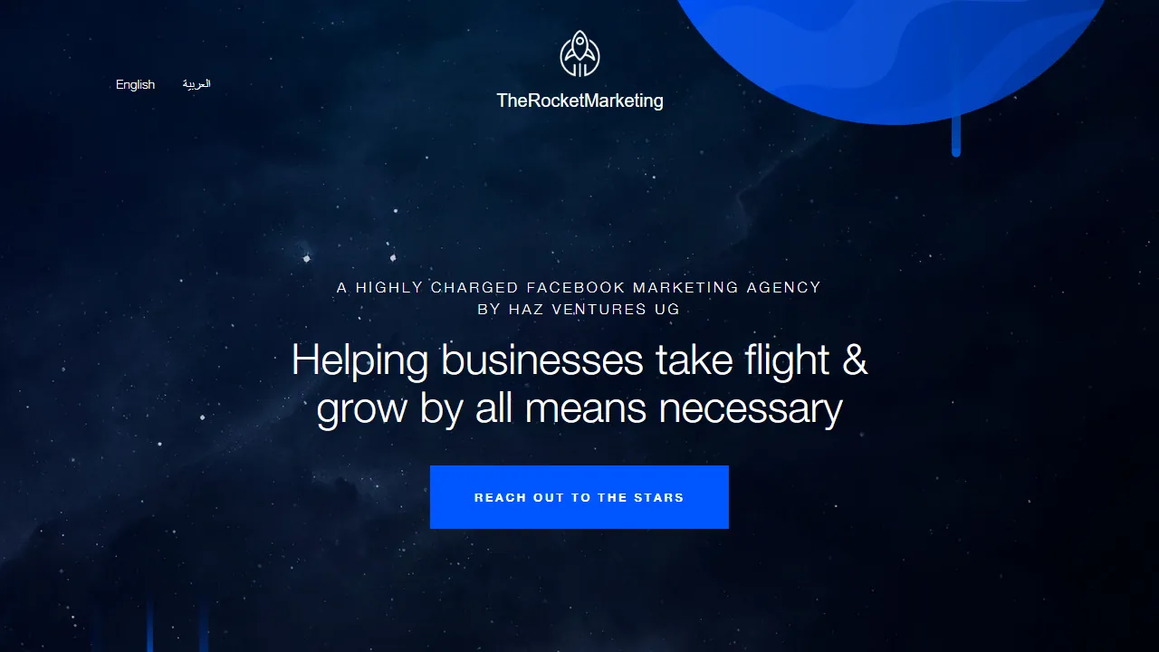 Homepage of the marketing agency site we built