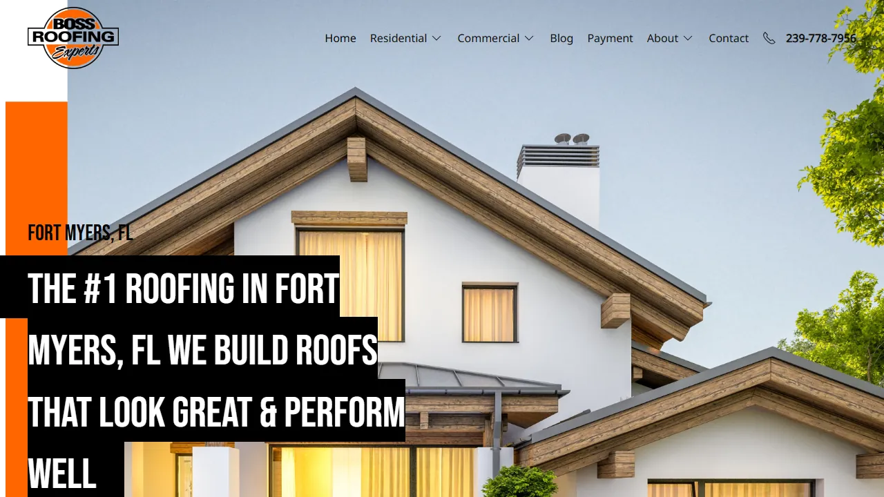 Homepage of the roofing contractor site we built
