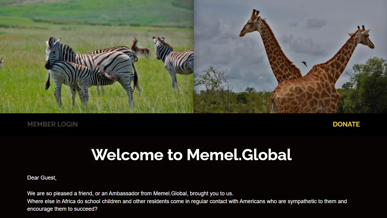 Homepage of the safari tourism site we built