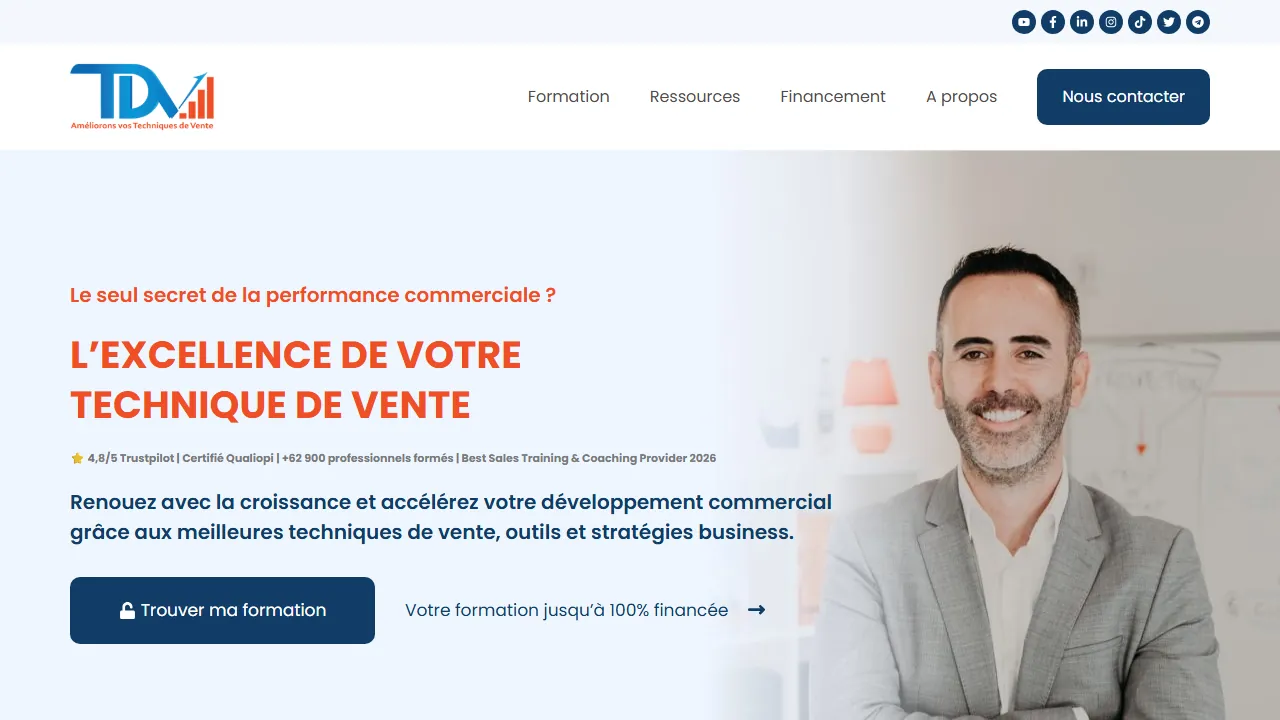 Homepage of the sales training blog site we built