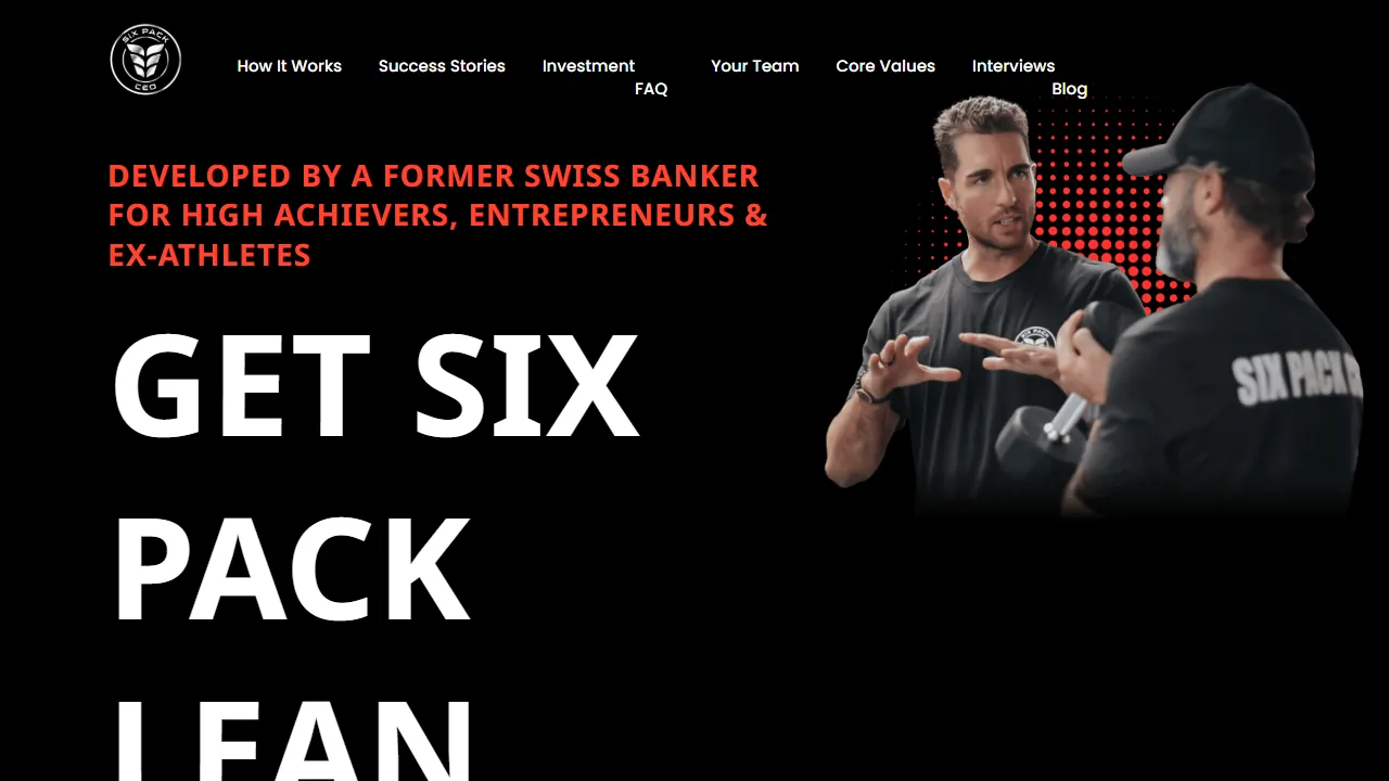 Homepage of the fitness programme funnel site we built