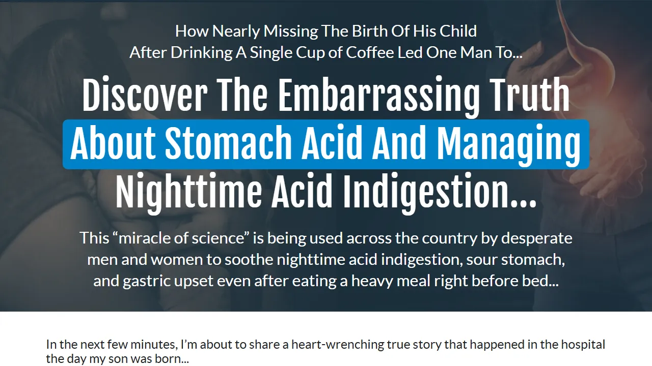 Homepage of the supplement sales letter site we built
