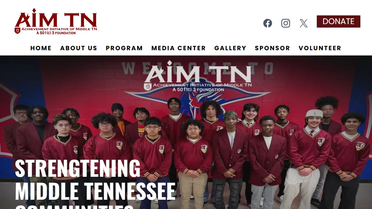 Homepage of the youth achievement initiative site we built